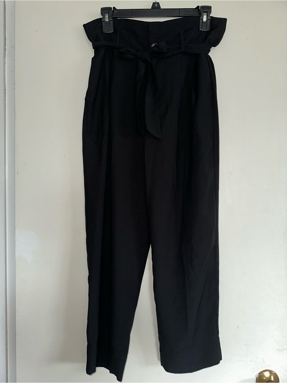 Madewell Black Paperbag Trousers with Tie Waist